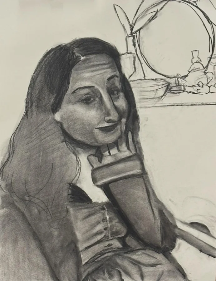 No. 61 — At the Mirror, Charcoal