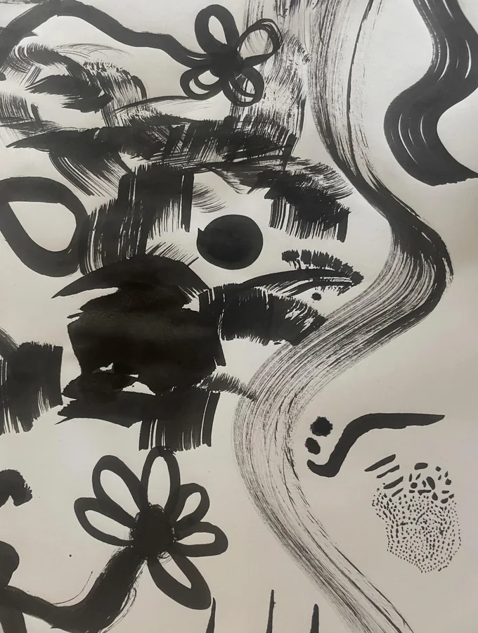 No. 58 — Brush Flowers, Ink