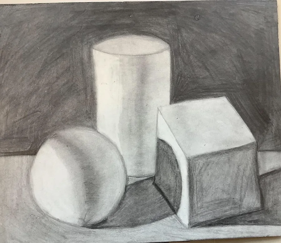 No. 52 — Cylinder, Sphere, Cube, Charcoal